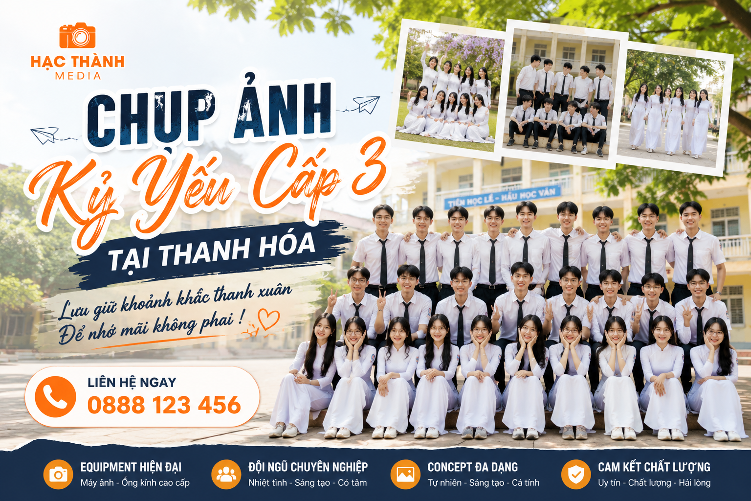 Chụp Ảnh Kỷ Yếu Cấp 3 Tại Thanh Hóa – Lưu Giữ Thanh Xuân Rực Rỡ Cùng HẠC THÀNH MEDIA
