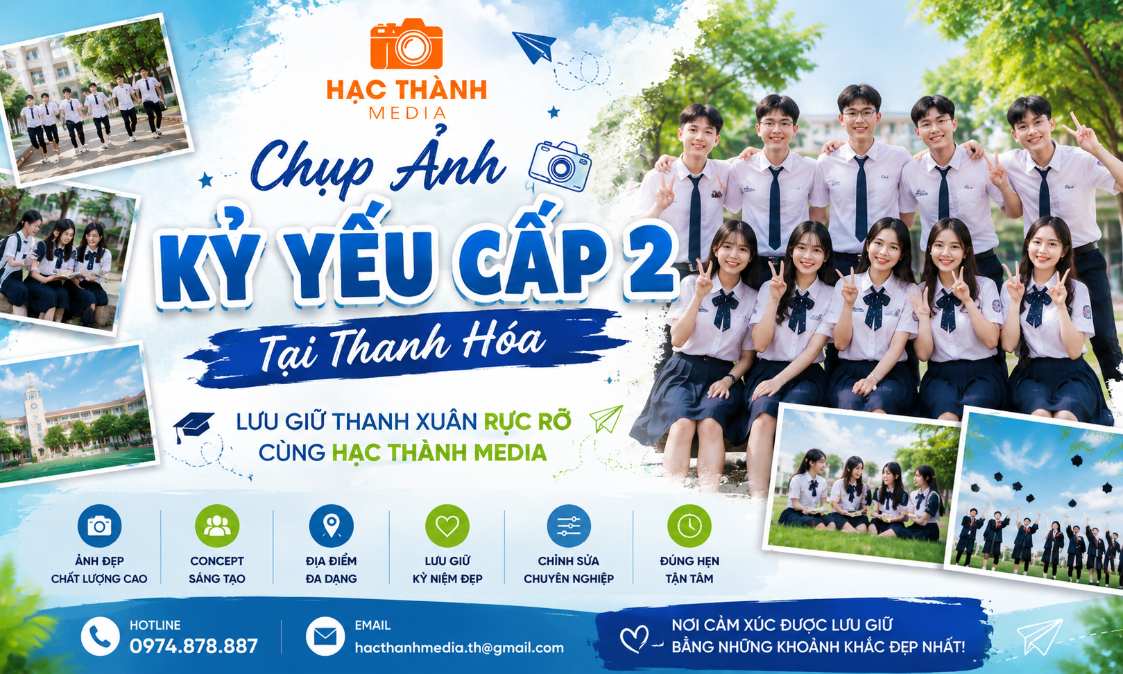 Chụp Ảnh Kỷ Yếu Cấp 2 Tại Thanh Hóa – Lưu Giữ Thanh Xuân Đầu Đời Cùng HẠC THÀNH MEDIA